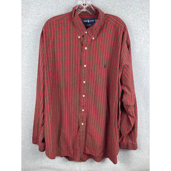 Ralph Lauren Blake Shirt Men's 2XL XXL Red Checks Plaid Long Sleeve Button‎ Down - Picture 1 of 8